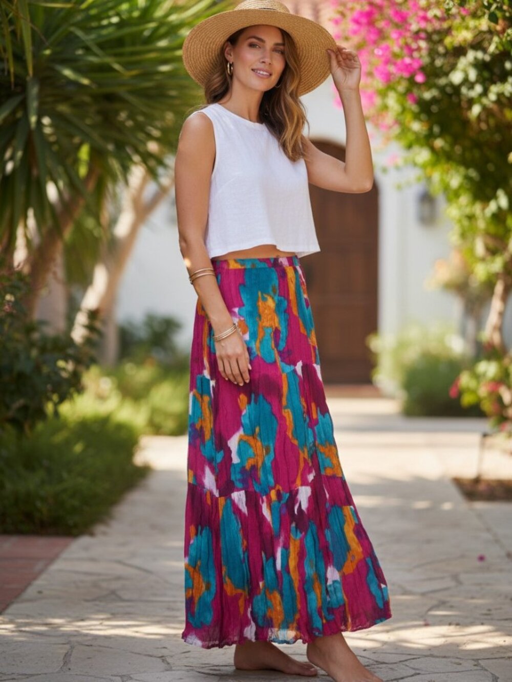 KRAZY KAT Multi Color Broomstick Skirt Western BoHo Size XL Vintage Cottagecore
